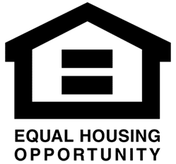 Black Equal Housing Opportunity logo: a house outline with an equals sign inside.
