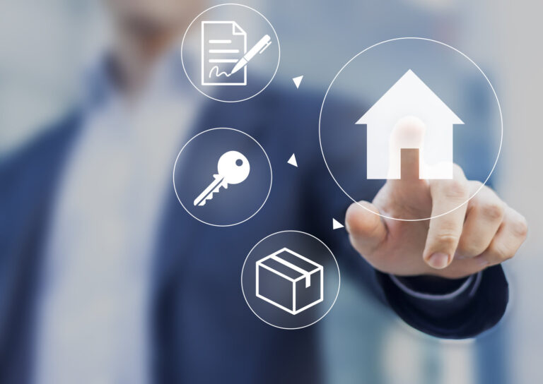 Businessperson activating a physical security system