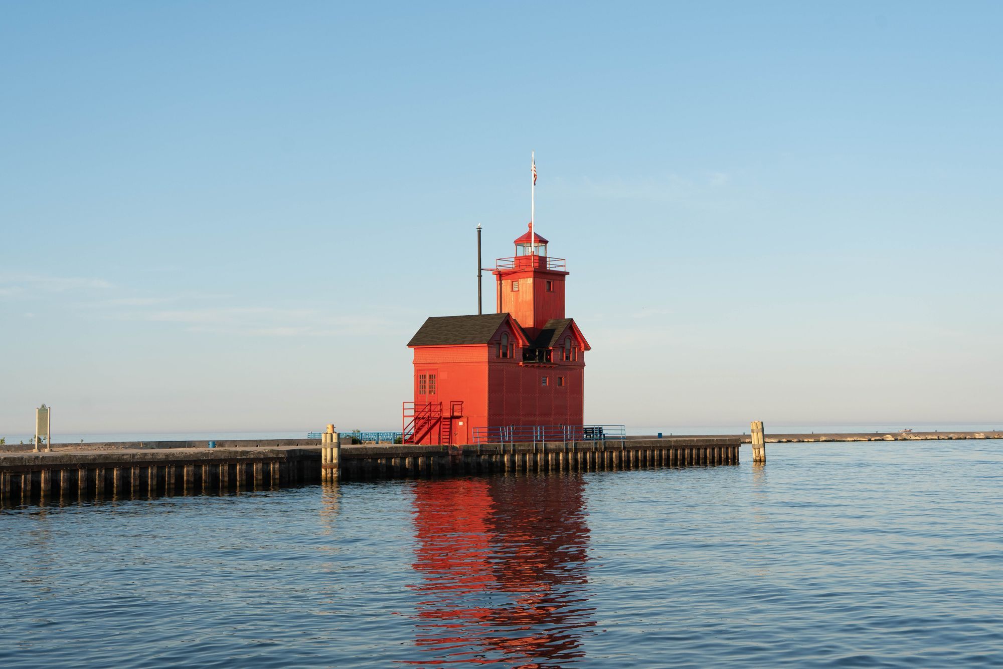 Holland Harbor Lighthouse, Big Red, on a summer evening
