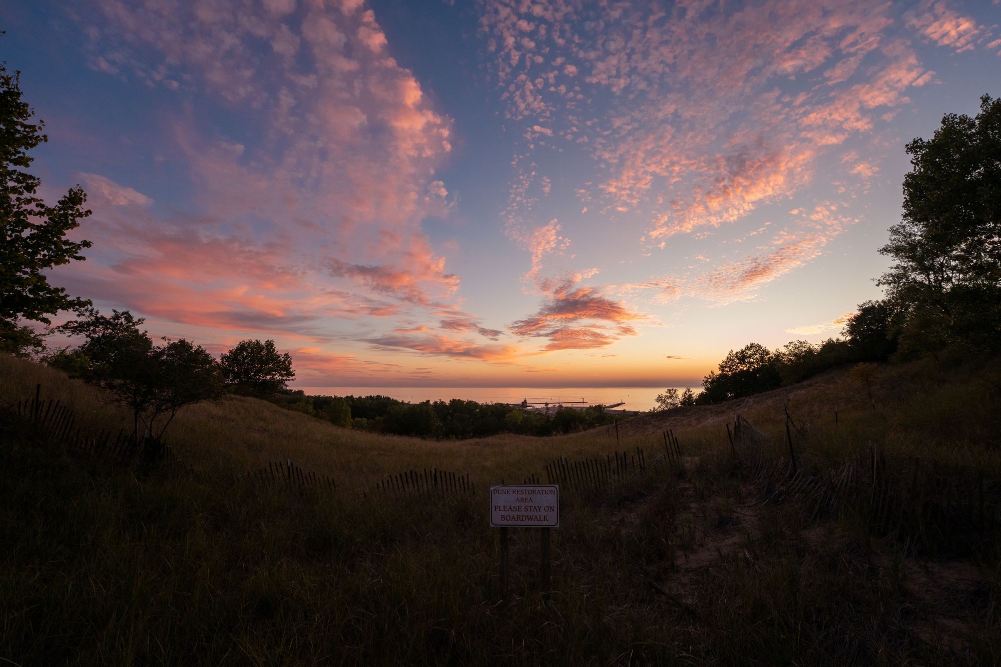 Sunset over the Mount Pisgah dunes in Holland, Michigan