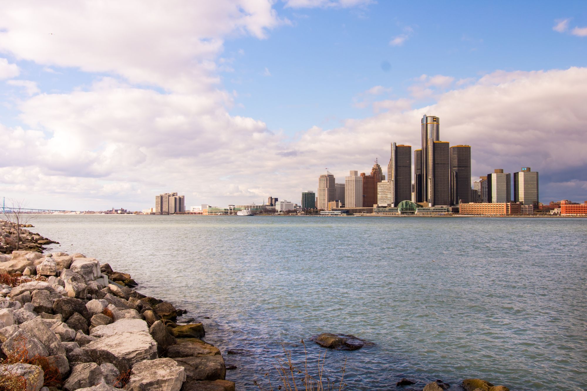 Detroit skyline across the Detroit River