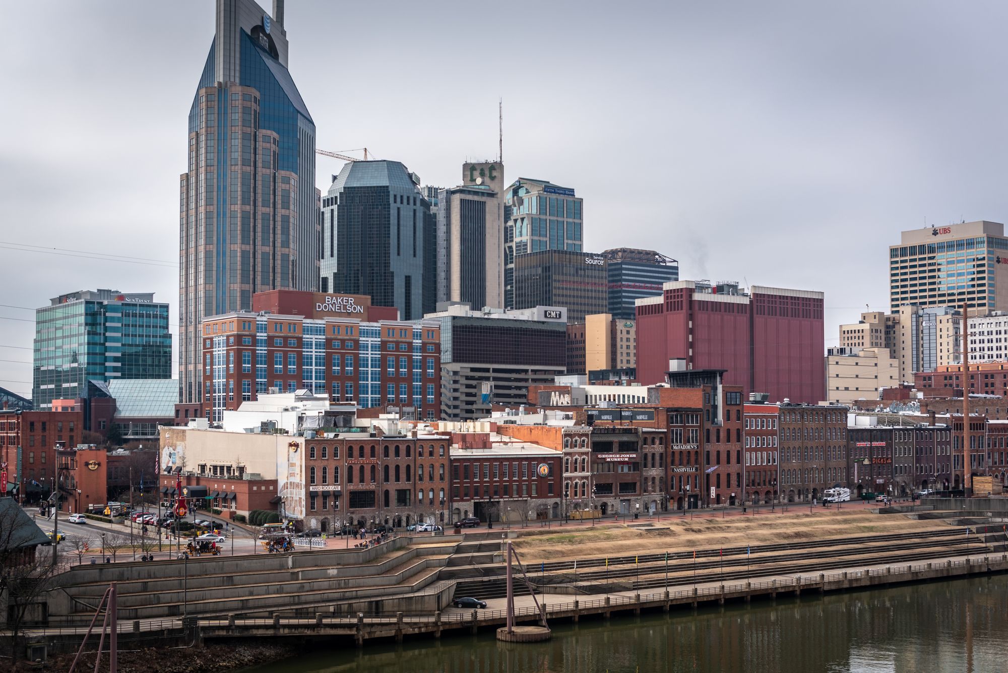 Nashville skyline along the Cumberland River